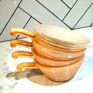 Vintage Fire-King Peach Luster Beehive Soup Snack trinket dip jewelry bowl x4